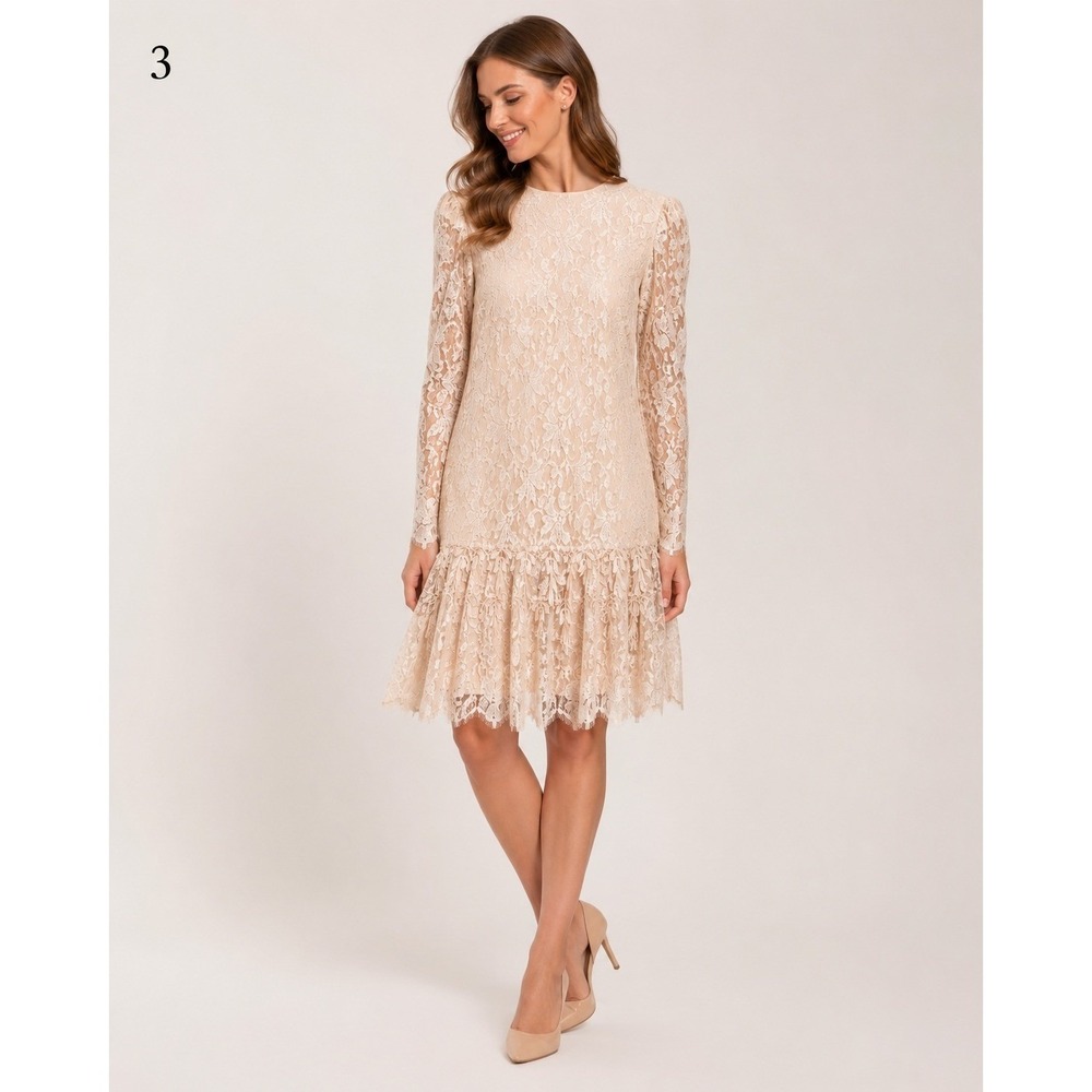 Vintage David Rose Mother of Bride Lace Dress Womens XL Off White Cottagecore